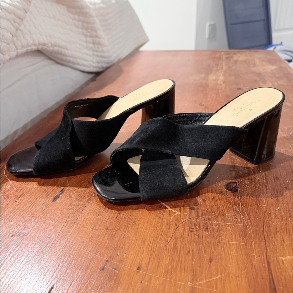 Kate Spade Black Crisscross Chunky Heels